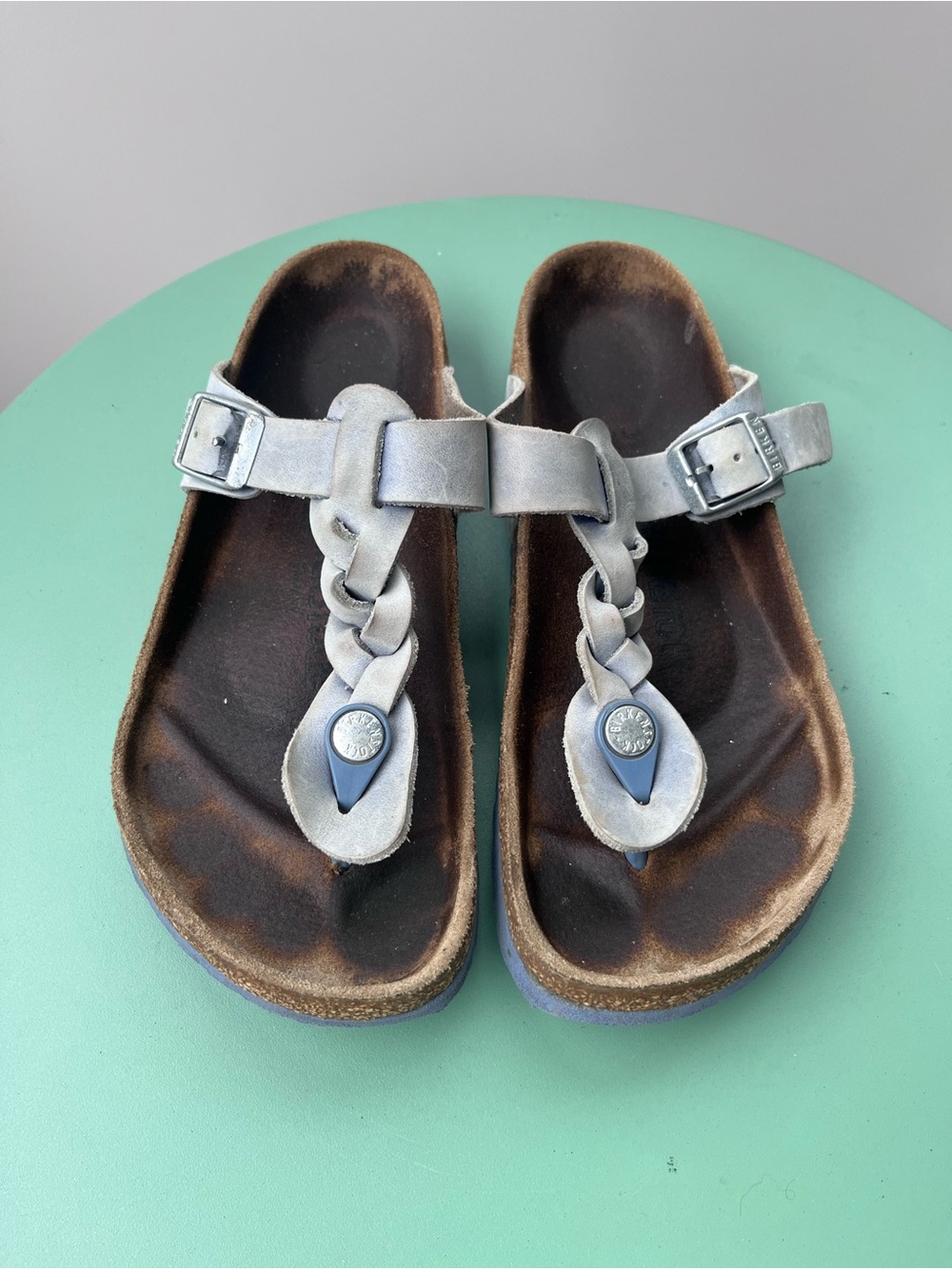 Birkenstock Gizeh Braided Thong Sandals in Light blue size 37